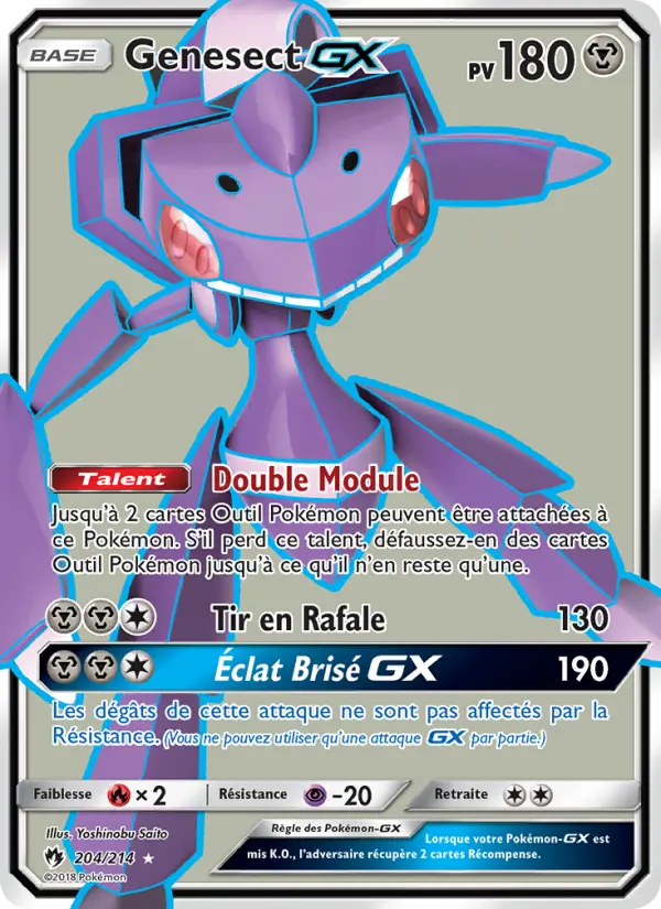 Genesect GX — carte 204 de l’extension Tonnerre Perdu