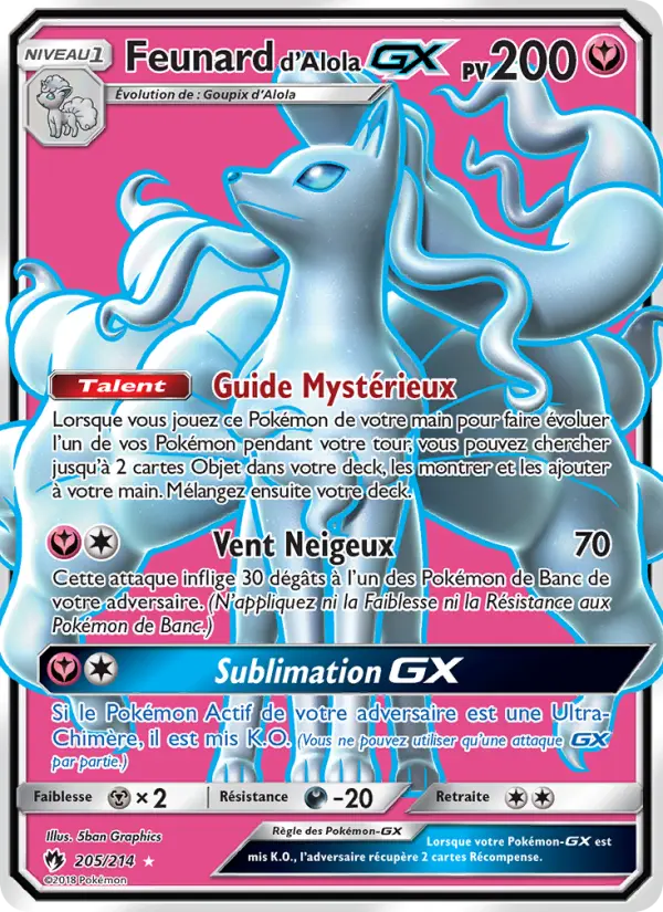 Feunard d’Alola GX — carte 205 de l’extension Tonnerre Perdu