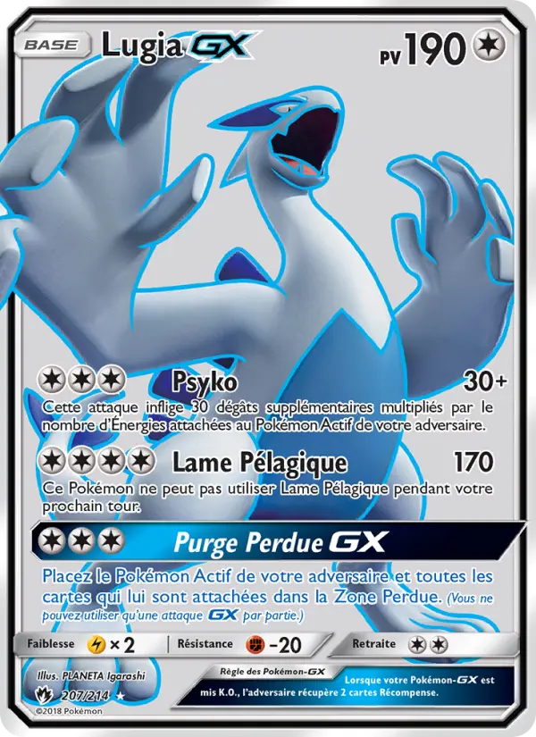 Lugia GX — carte 207 de l’extension Tonnerre Perdu