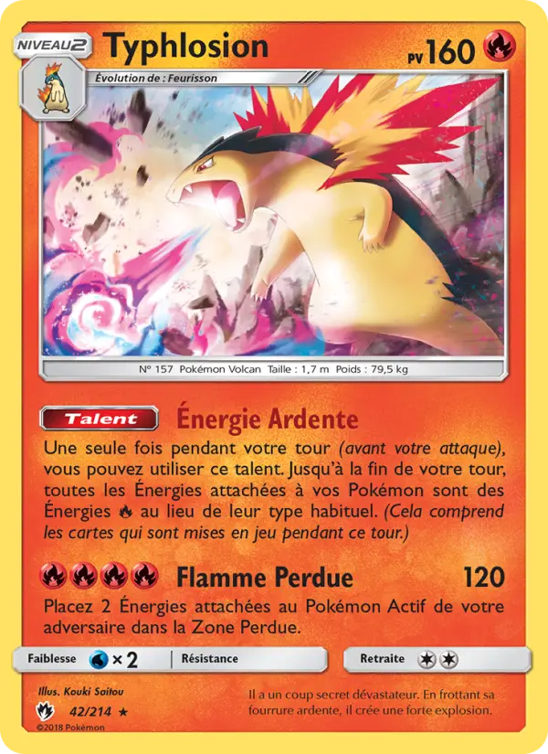 Typhlosion — carte 42 de l’extension Tonnerre Perdu