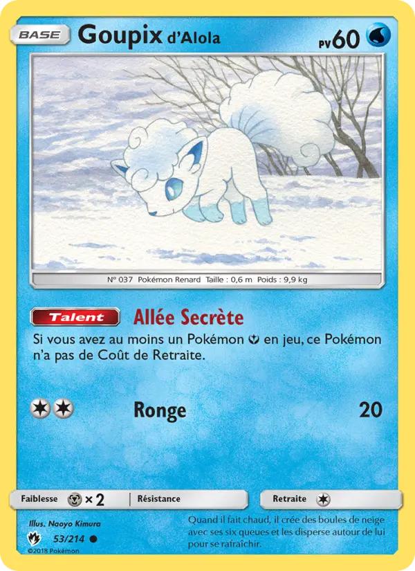 Goupix d’Alola — carte 53 de l’extension Tonnerre Perdu