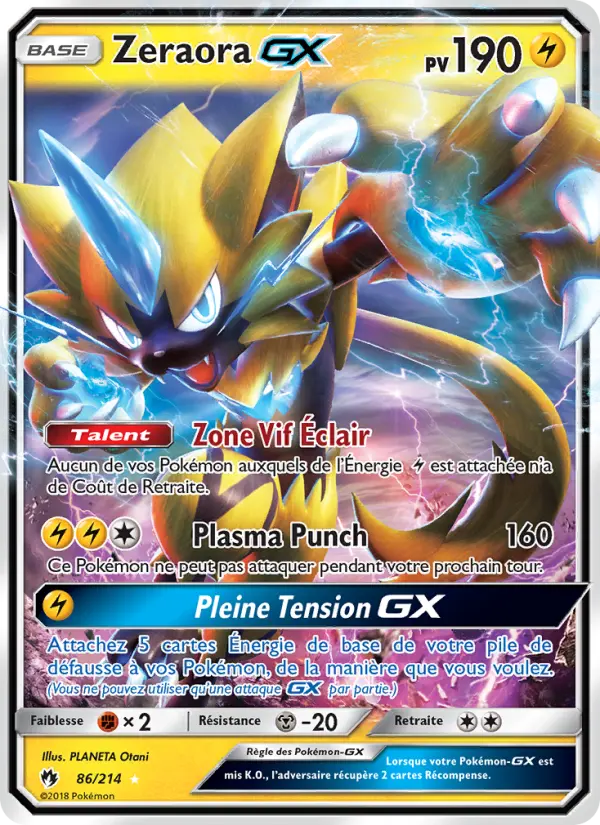 Zeraora GX — carte 86 de l’extension Tonnerre Perdu