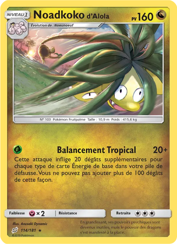Noadkoko d’Alola — carte 114 de l’extension Duo de Choc