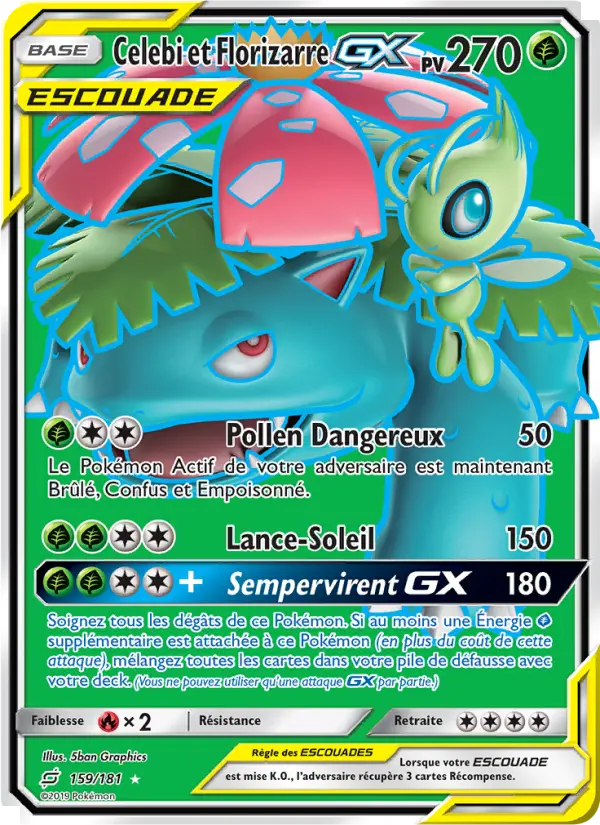 Celebi et Florizarre GX — carte 159 de l’extension Duo de Choc