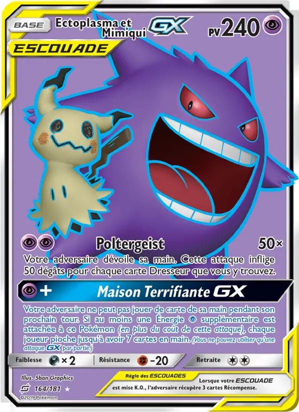 Ectoplasma et Mimiqui GX — carte 164 de l’extension Duo de Choc