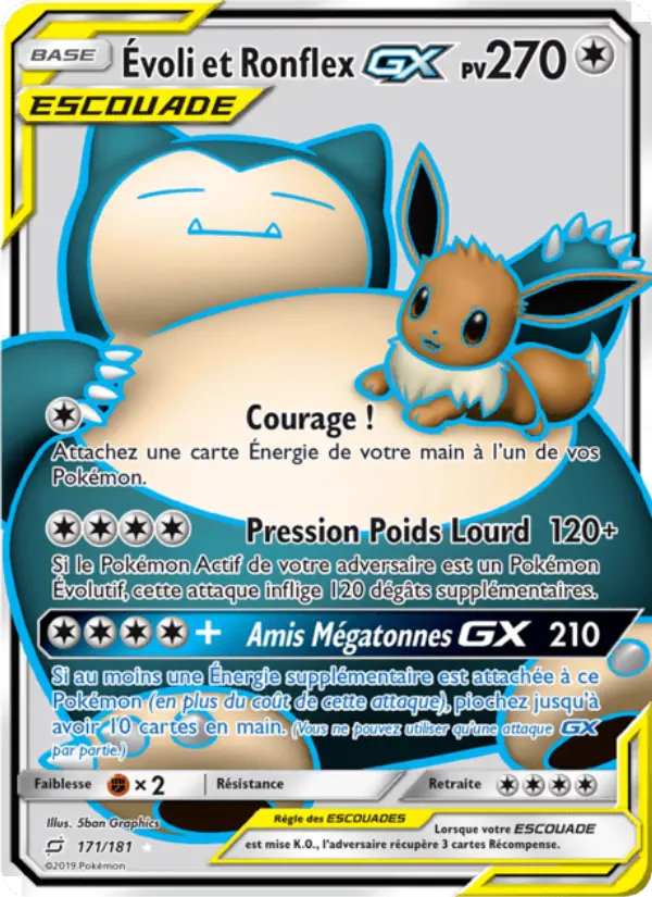 Évoli et Ronflex GX — carte 171 de l’extension Duo de Choc