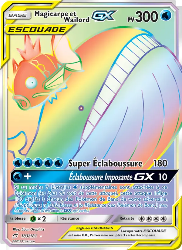 Magicarpe et Wailord GX — carte 183 de l’extension Duo de Choc