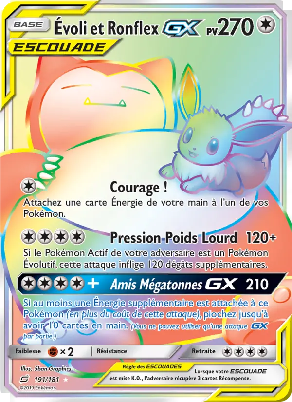 Évoli et Ronflex GX — carte 191 de l’extension Duo de Choc