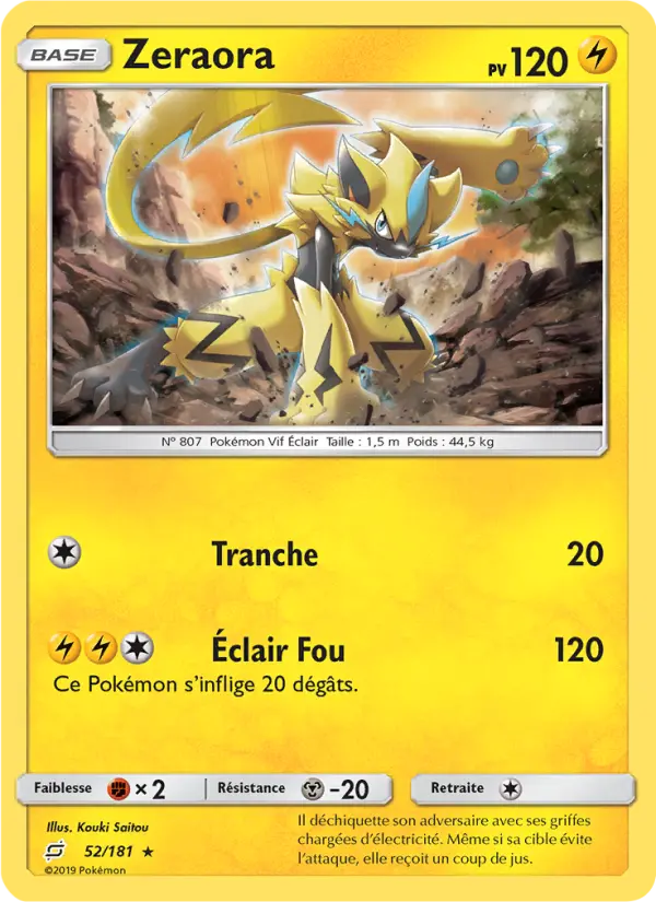 Zeraora — carte 52 de l’extension Duo de Choc
