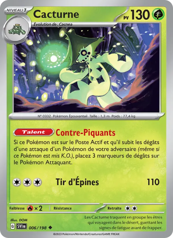 Cacturne — carte 006 de l’extension Écarlate et Violet