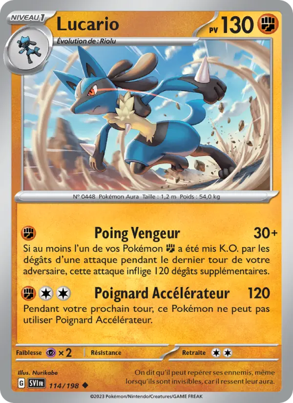 Lucario — carte 114 de l’extension Écarlate et Violet