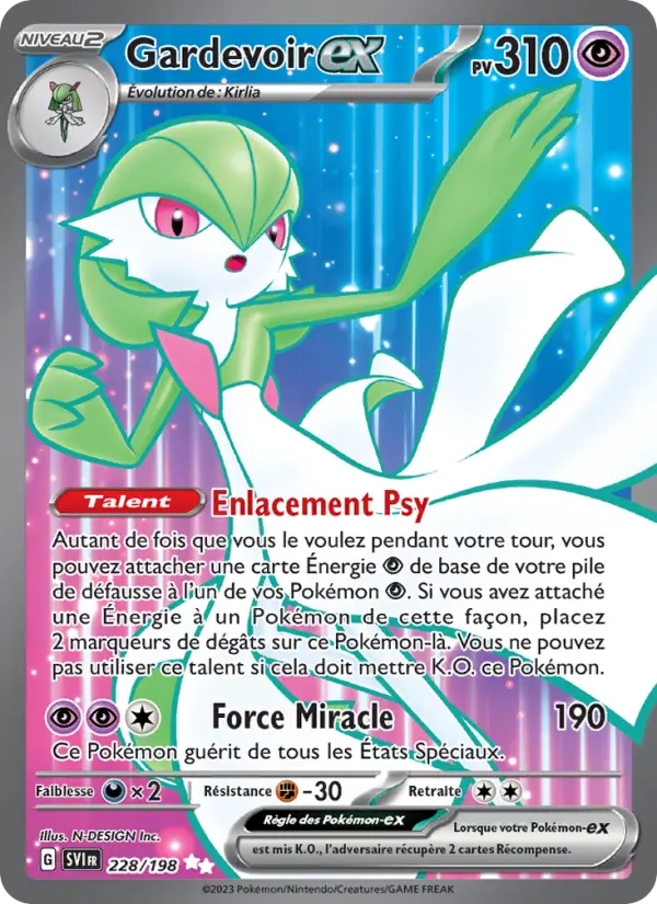 Gardevoir-ex — carte 228 de l’extension Écarlate et Violet