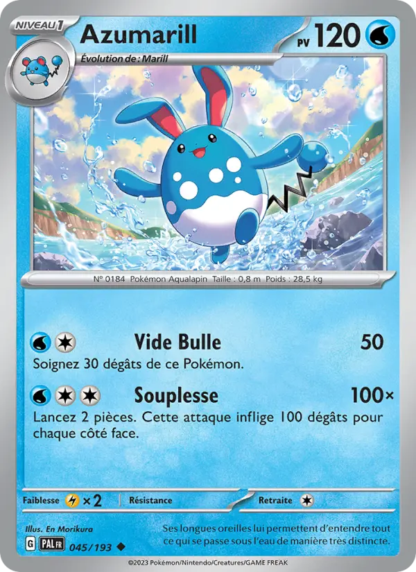 Azumarill — carte 045 de l’extension Évolutions à Paldea