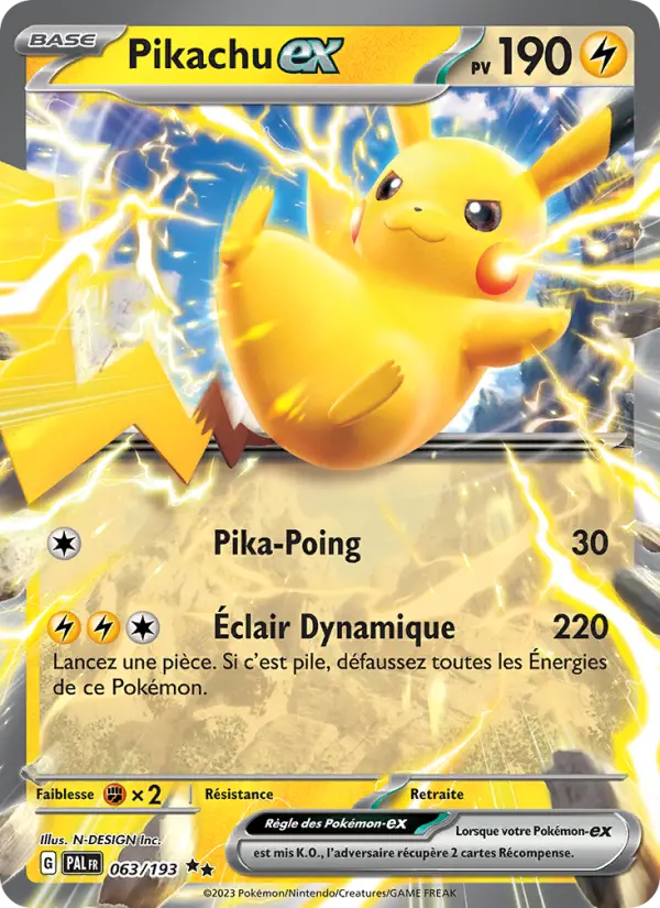 Pikachu-ex — carte 063 de l’extension Évolutions à Paldea