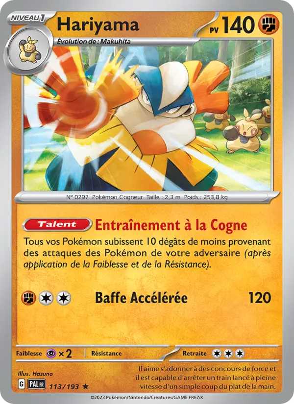 Hariyama — carte 113 de l’extension Évolutions à Paldea