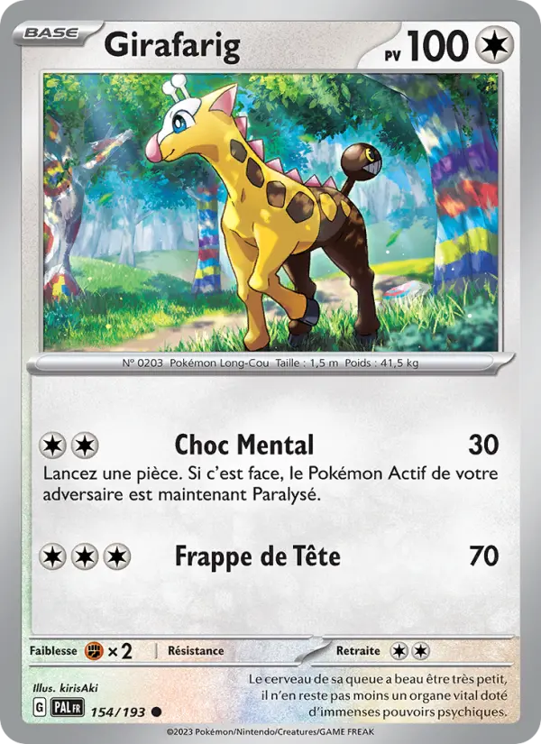 Girafarig — carte 154 de l’extension Évolutions à Paldea