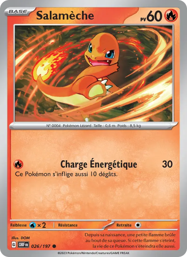Salamèche — carte 026 de l’extension Flammes Obsidiennes