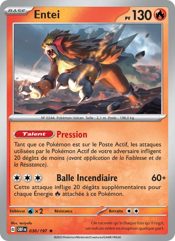 Entei — carte 030 de l’extension Flammes Obsidiennes
