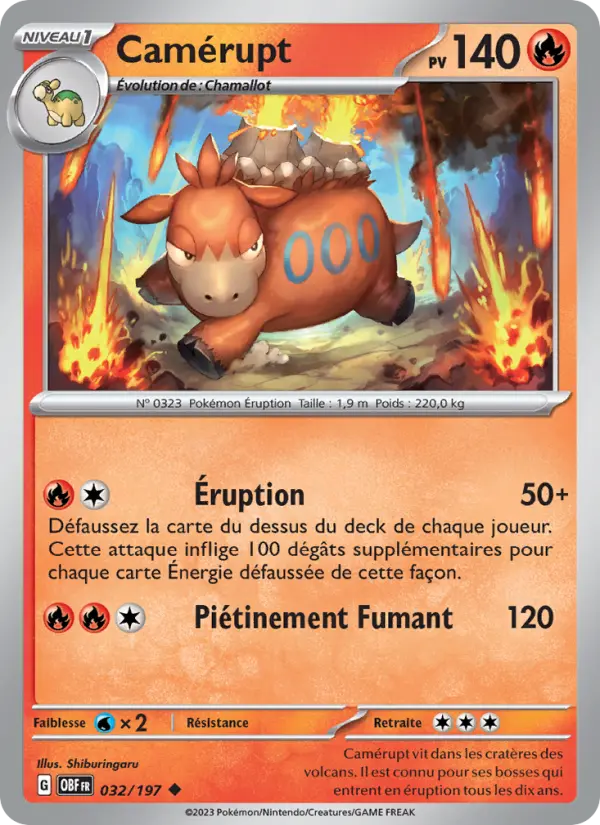 Camérupt — carte 032 de l’extension Flammes Obsidiennes