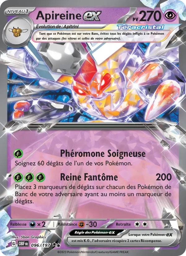 Apireine-ex — carte 096 de l’extension Flammes Obsidiennes