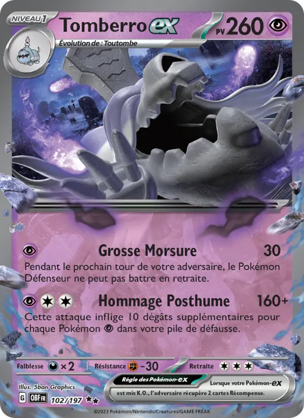 Tomberro-ex — carte 102 de l’extension Flammes Obsidiennes