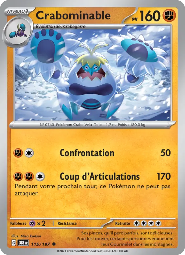 Crabominable — carte 115 de l’extension Flammes Obsidiennes