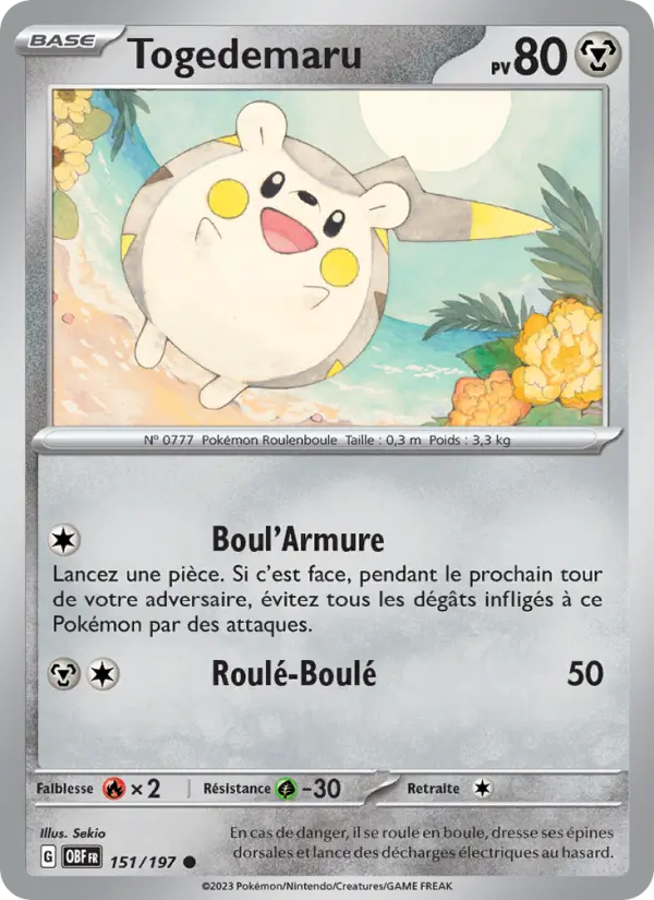 Togedemaru — carte 151 de l’extension Flammes Obsidiennes