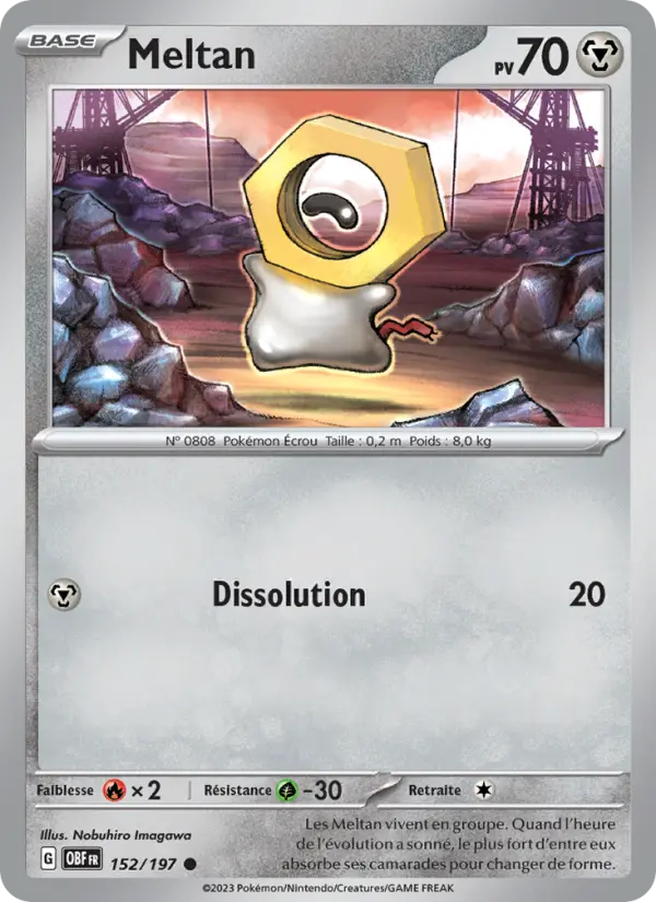 Meltan — carte 152 de l’extension Flammes Obsidiennes