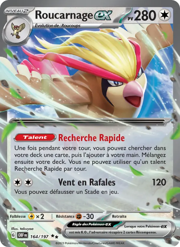 Roucarnage-ex — carte 164 de l’extension Flammes Obsidiennes