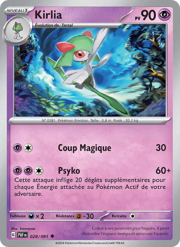 Kirlia — carte 028 de l’extension Destinées de Paldea