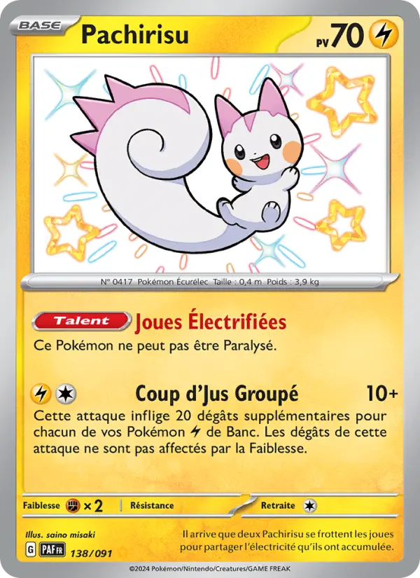Pachirisu — carte 138 de l’extension Destinées de Paldea