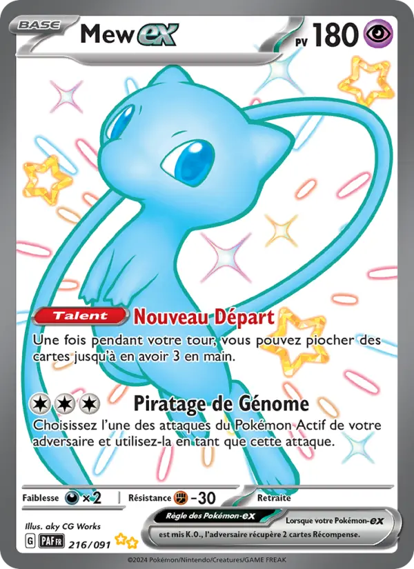 Mew-ex — carte 216 de l’extension Destinées de Paldea