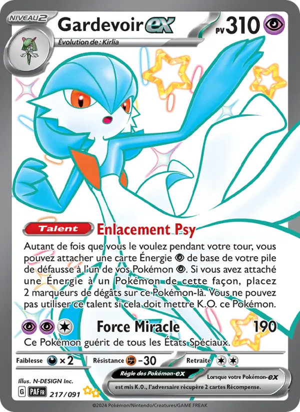 Gardevoir-ex — carte 217 de l’extension Destinées de Paldea
