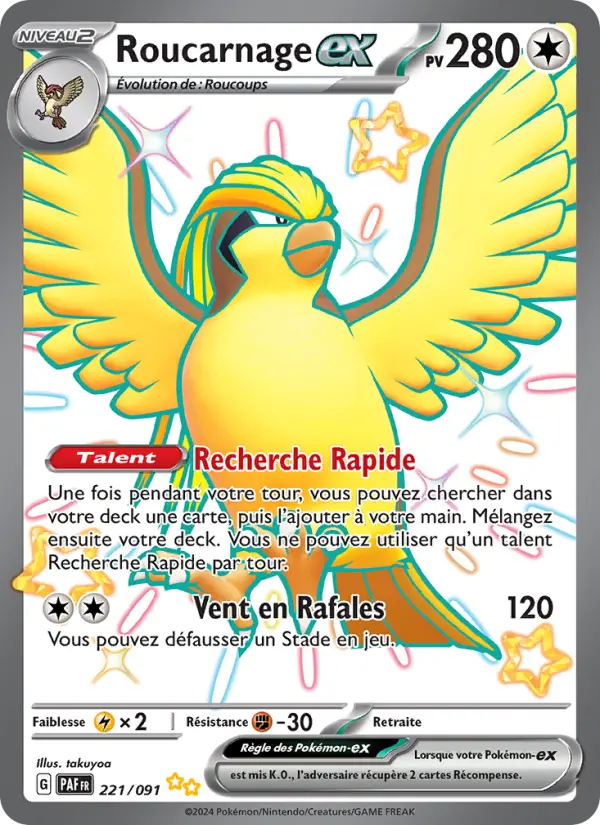 Roucarnage-ex — carte 221 de l’extension Destinées de Paldea