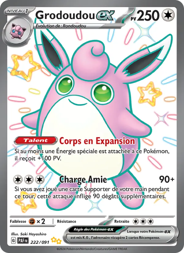 Grodoudou-ex — carte 222 de l’extension Destinées de Paldea