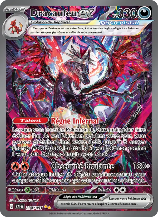 Dracaufeu-ex — carte 234 de l’extension Destinées de Paldea