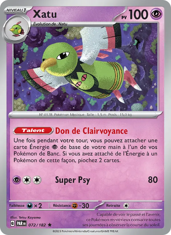 Xatu — carte 072 de l’extension Faille Paradoxe