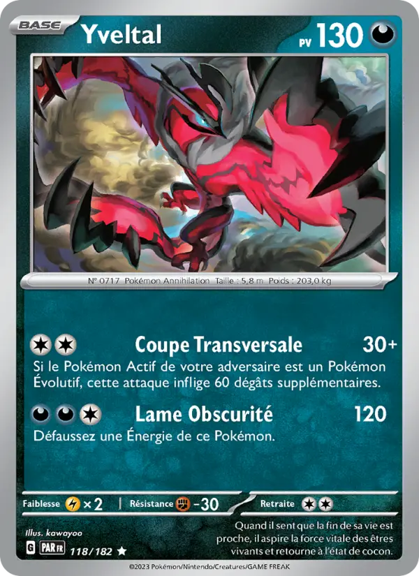 Yveltal — carte 118 de l’extension Faille Paradoxe