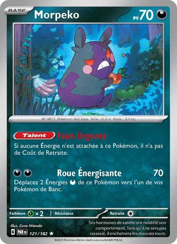 Morpeko — carte 121 de l’extension Faille Paradoxe