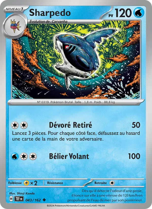 Sharpedo — carte 043 de l’extension Forces Temporelles