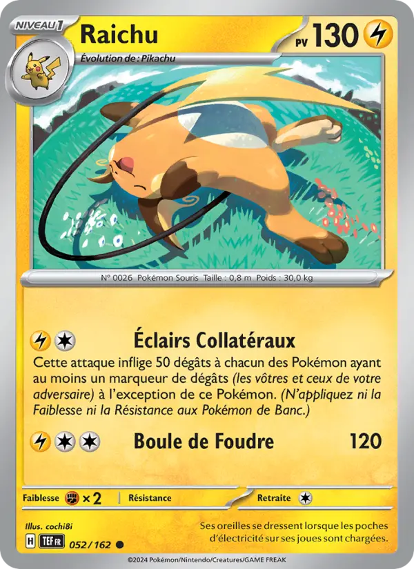 Raichu — carte 052 de l’extension Forces Temporelles