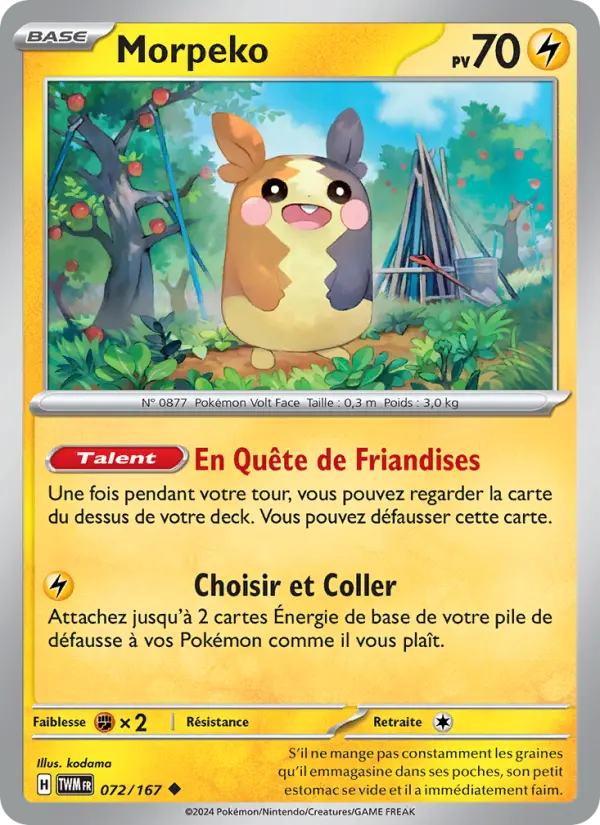 Morpeko — carte 072 de l’extension Mascarade Crépusculaire