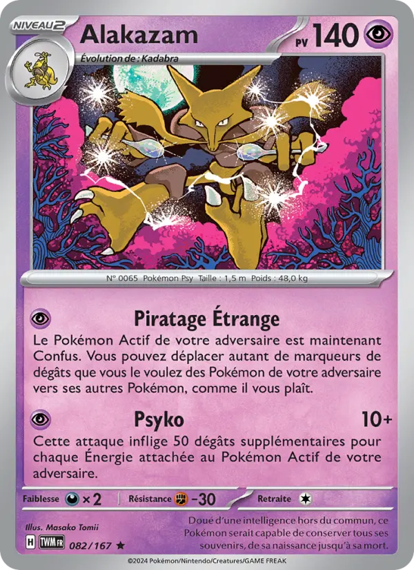 Alakazam — carte 082 de l’extension Mascarade Crépusculaire