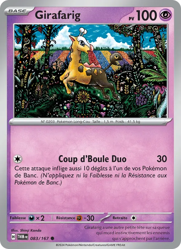 Girafarig — carte 083 de l’extension Mascarade Crépusculaire
