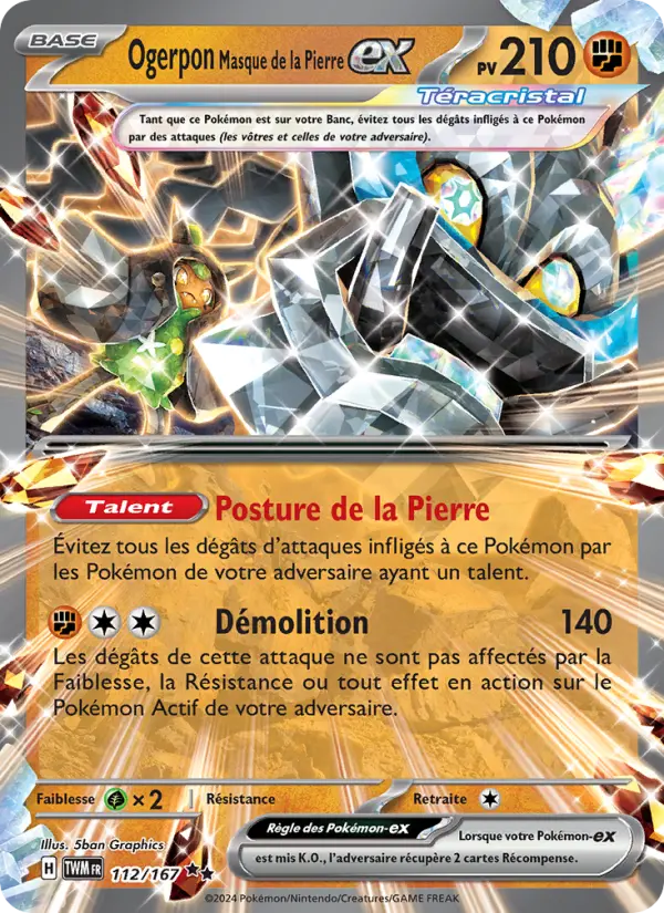 Ogerpon Masque de la Pierre-ex — carte 112 de l’extension Mascarade Crépusculaire
