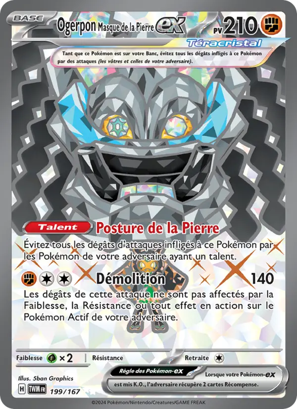 Ogerpon Masque de la Pierre-ex — carte 199 de l’extension Mascarade Crépusculaire