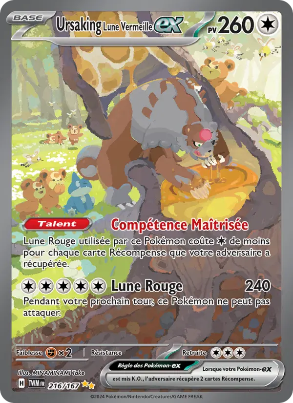 Ursaking Lune Vermeille-ex — carte 216 de l’extension Mascarade Crépusculaire