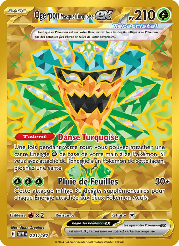 Ogerpon Masque Turquoise-ex — carte 221 de l’extension Mascarade Crépusculaire