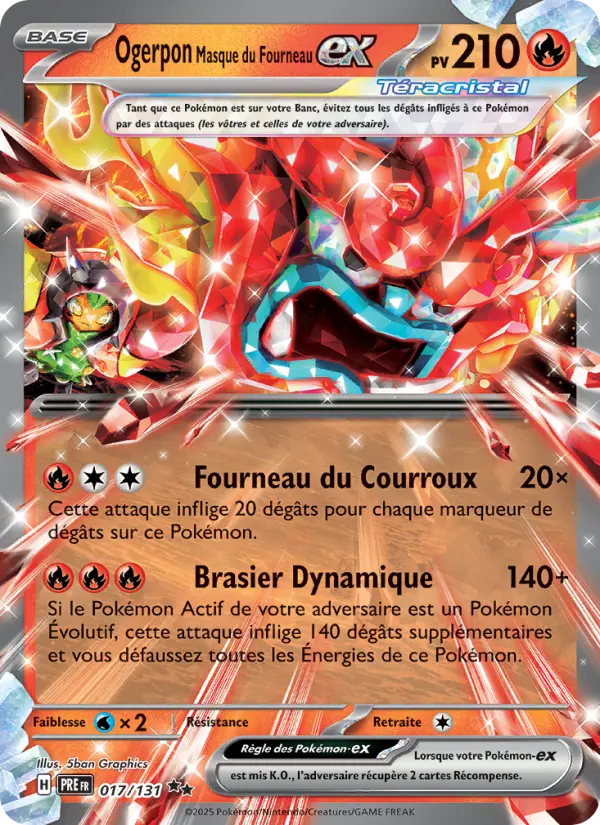 Ogerpon Masque du Fourneau-ex — carte 017 de l’extension Évolutions Prismatiques