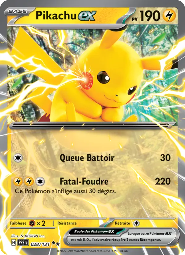 Pikachu-ex — carte 028 de l’extension Évolutions Prismatiques